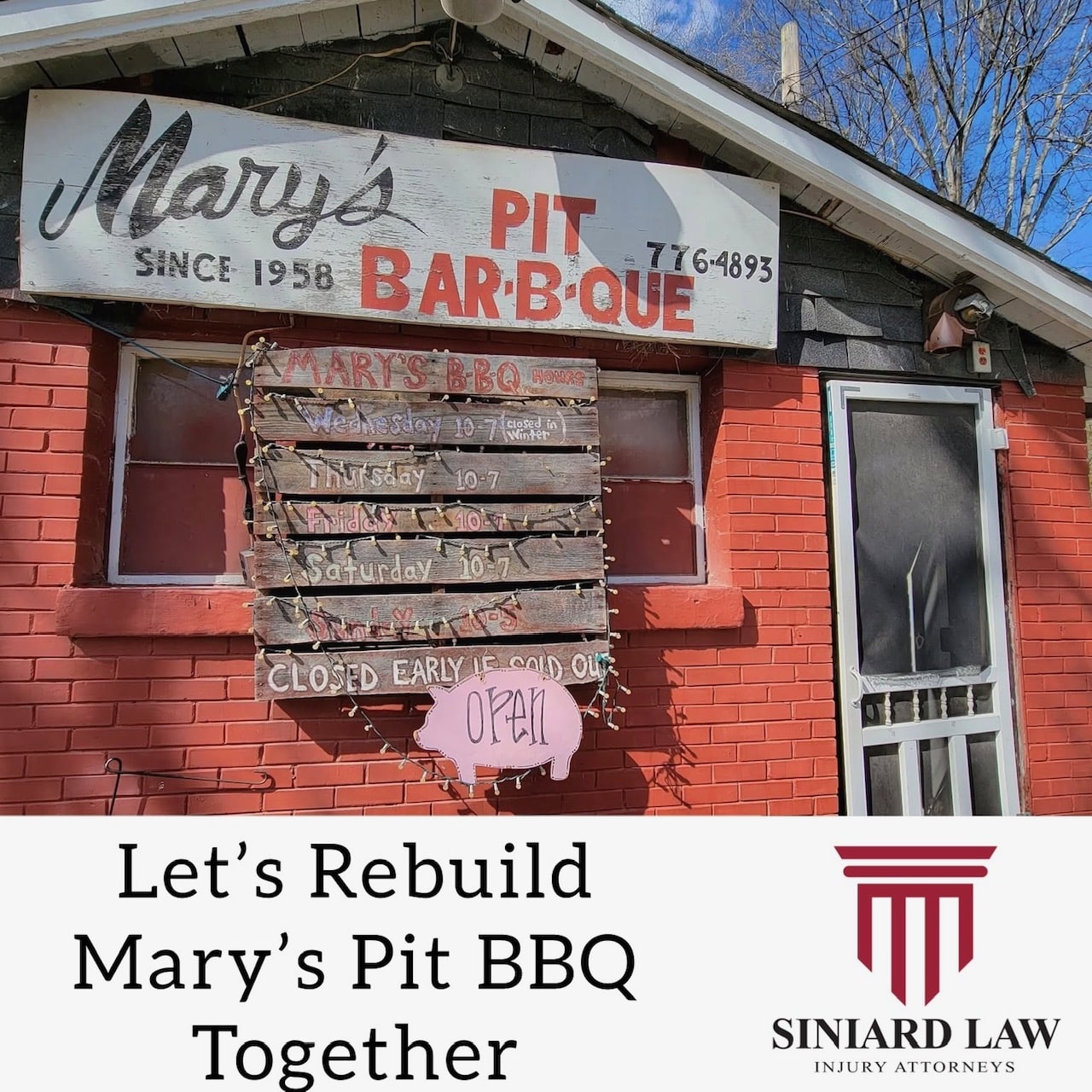 Rebuilding Fund For Mary’s Pit BBQ